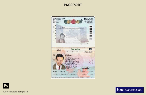 Plantilla de pasaporte de Canadá ( presente) lista para imprimir